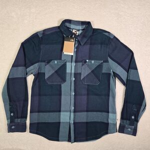 $110 The North Face Mens Large Valley Twill Plaid Flannel Shirt Algae Blue L